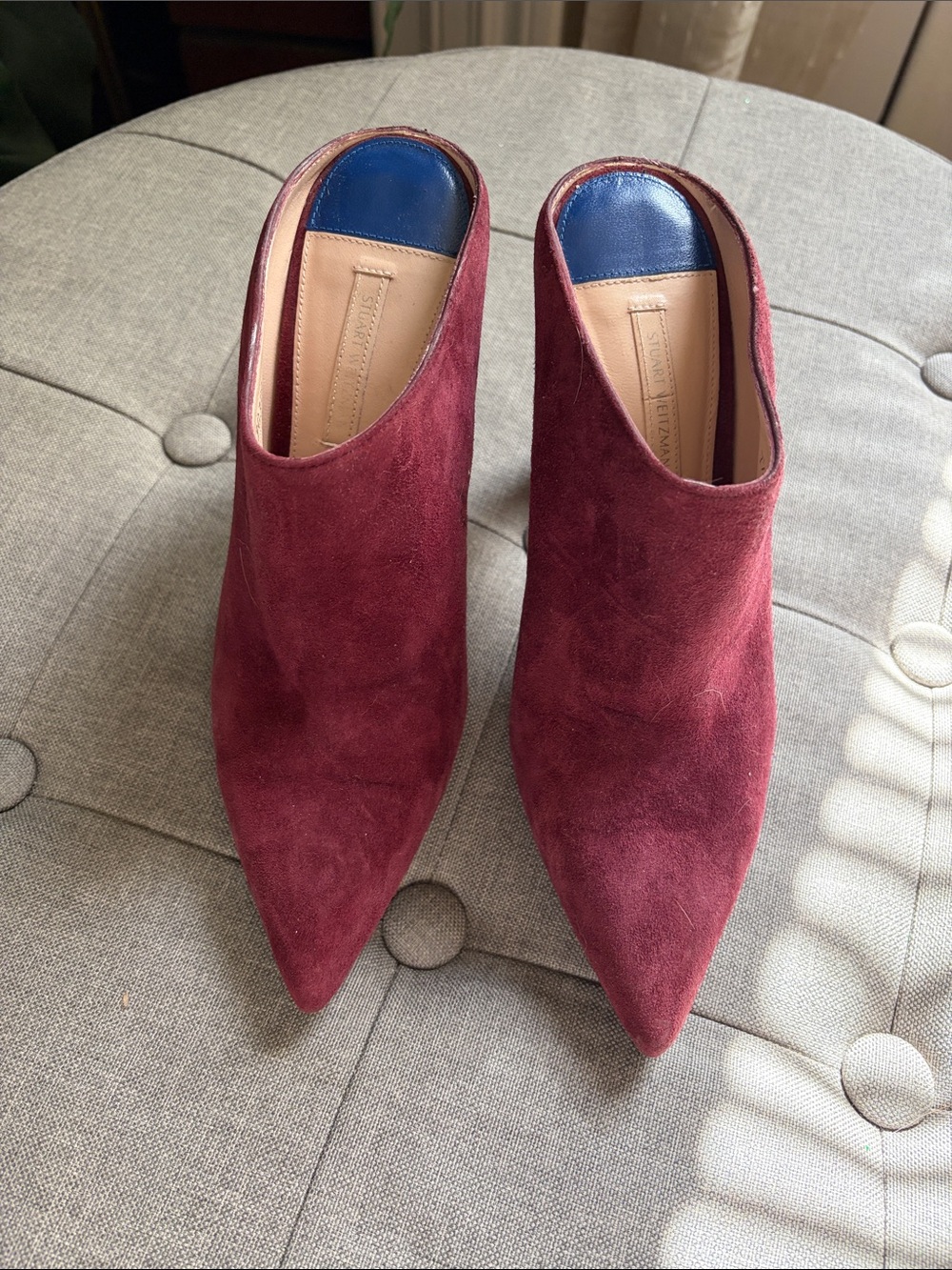 Stuart Whitman Women’s Burgundy Suede Pointed-Toe Mules - Sz 7.5